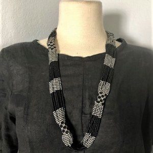 Czech Bead Zulu 28" Necklace BLACK & MULTI-COLOR